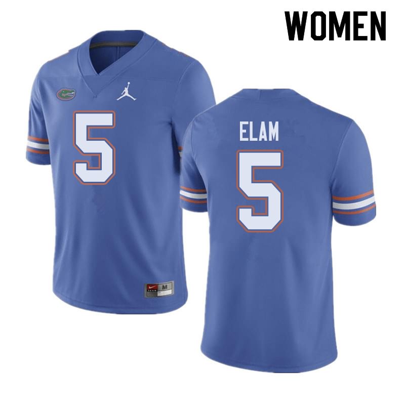 NCAA Florida Gators Kaiir Elam Women's #5 Jordan Brand Blue Stitched Authentic College Football Jersey WNE8864LK